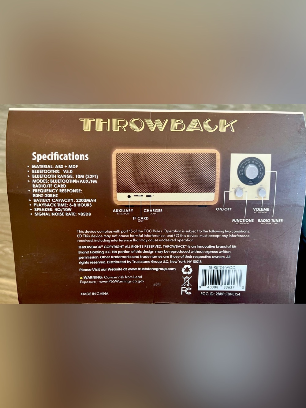Brand New! “Oakley” Wireless Speaker, Bluetooth, Brown & Cream - Picture 5 of 5